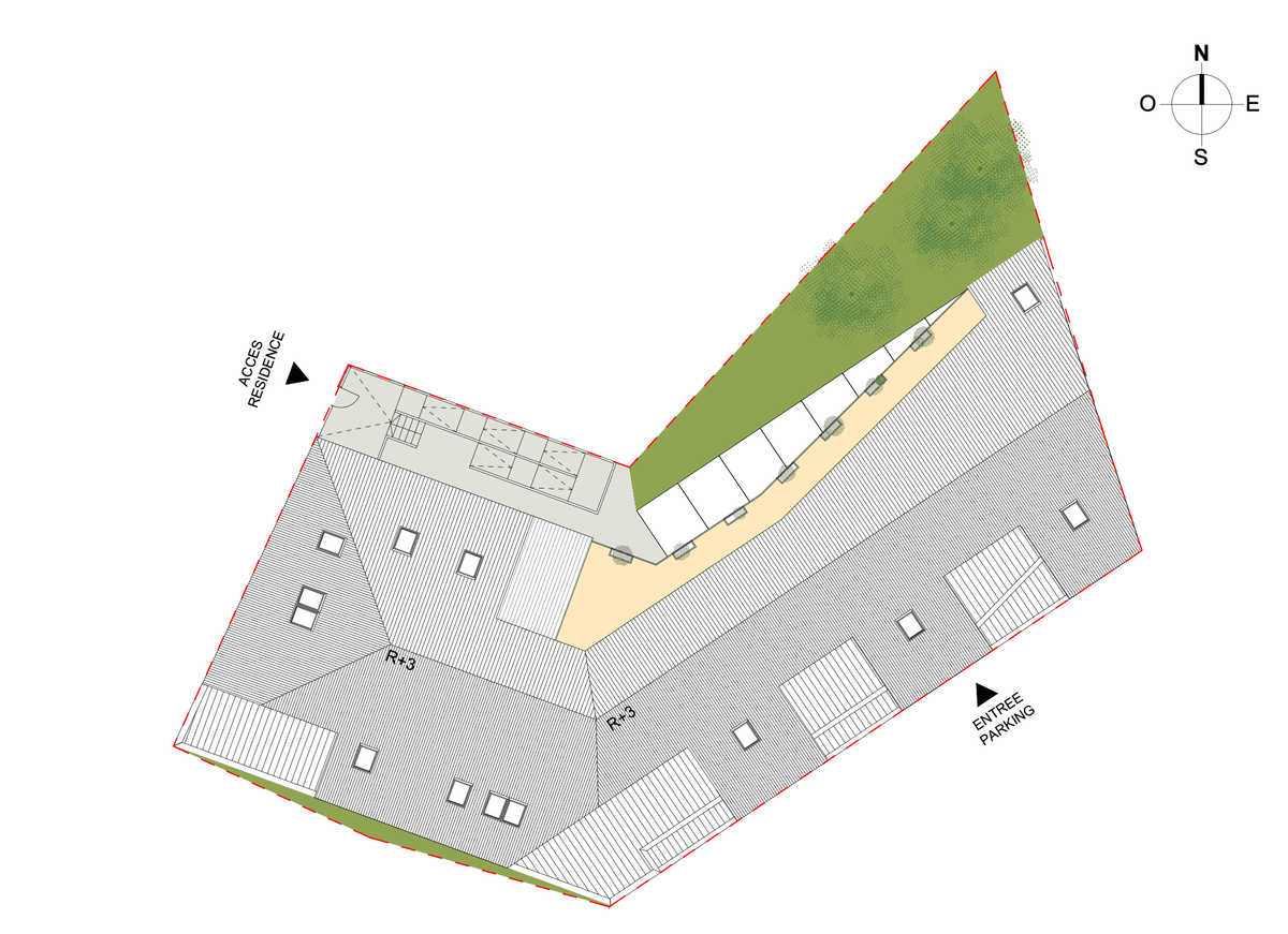 Plan de masse résidence Cote Parc à Bègles