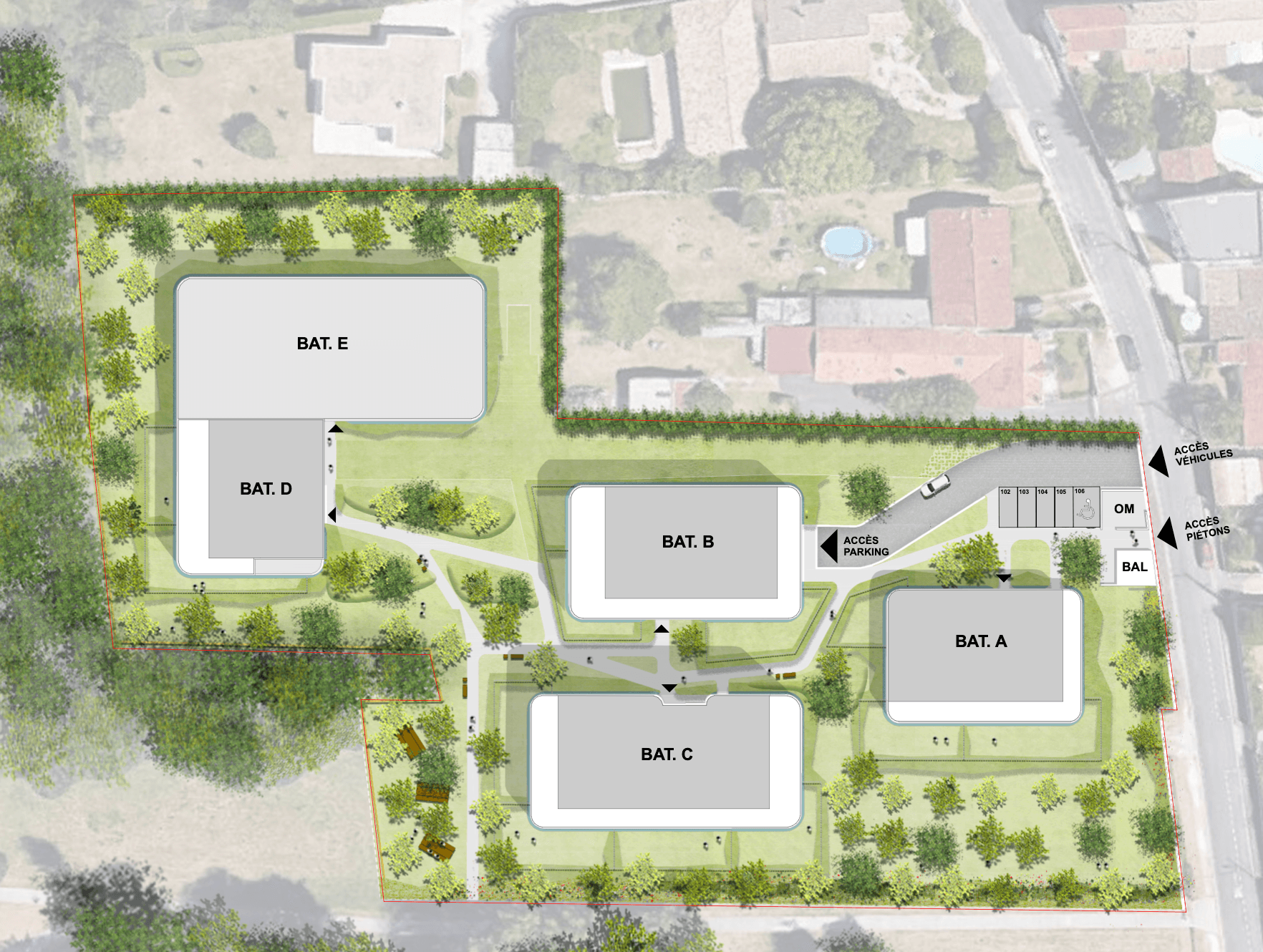 Plan de masse Les Jardins de Célan Pessac