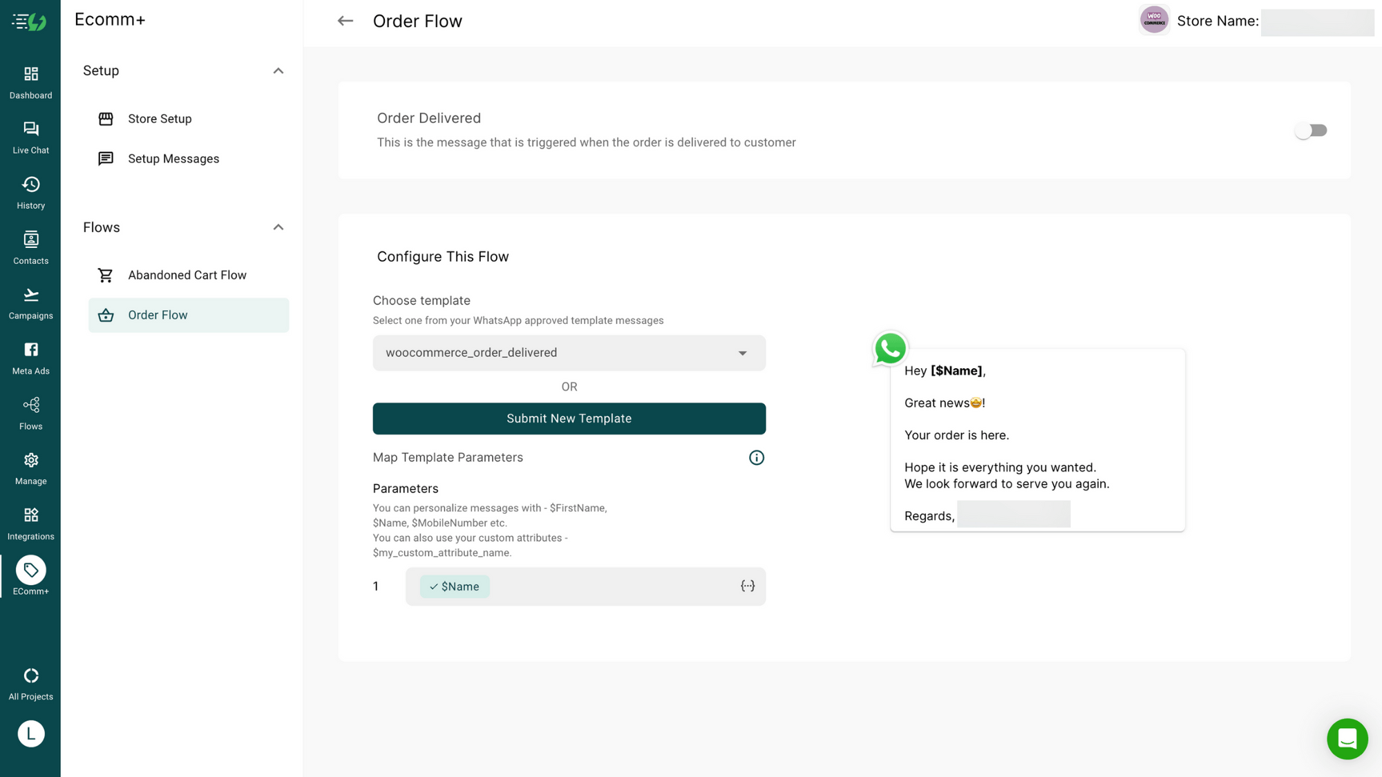 Step 2. Submit Order Delivered message select existing Template.png