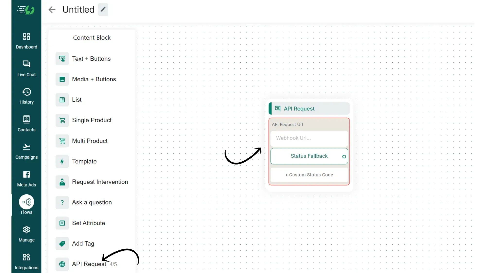 2 Chatbot flow and Select API Request.webp