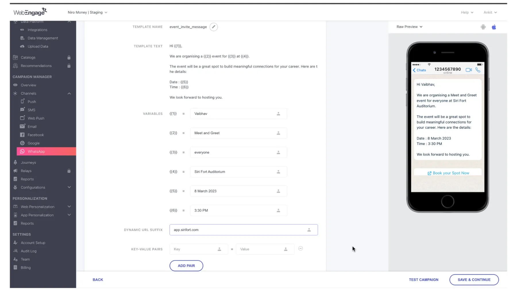 Add variable values & press Save & continue.webp