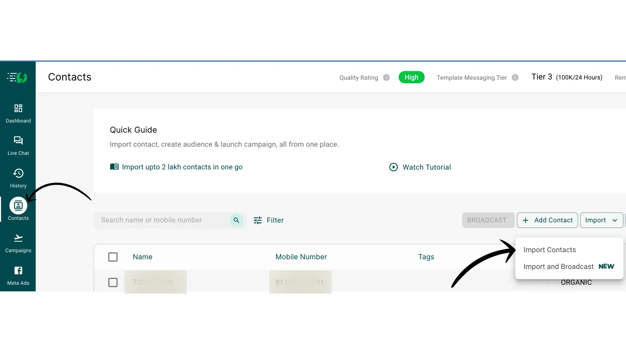 4. Go to Contacts tap Import Contacts.webp