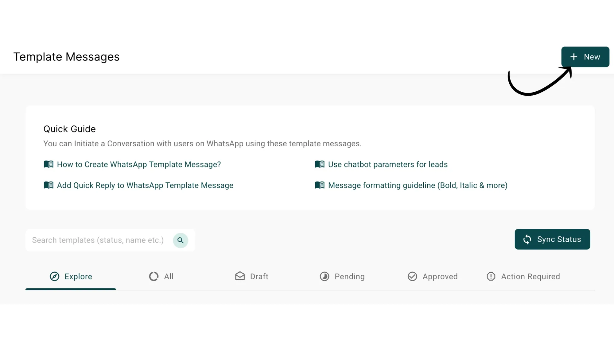 2. Click +New to create a New Template Message.webp