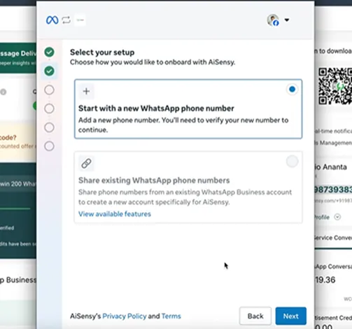 Click on Start with a new WhatsApp phone number.webp