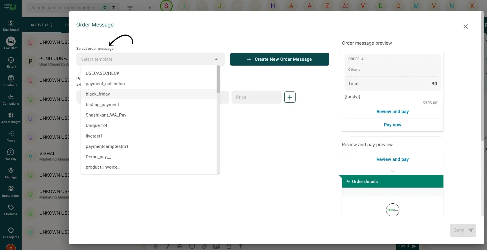 Select the desired order message template2.webp