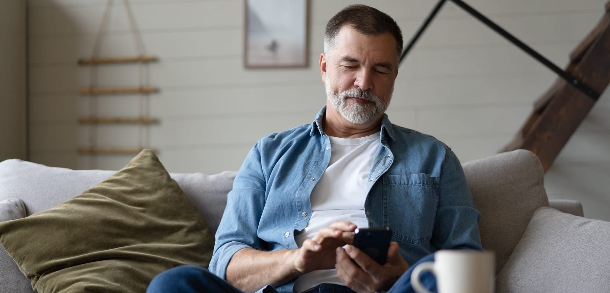 Man reviewing estate plan on phone