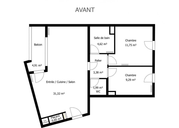 Plan logement colocation rue des muriers Bègles avant