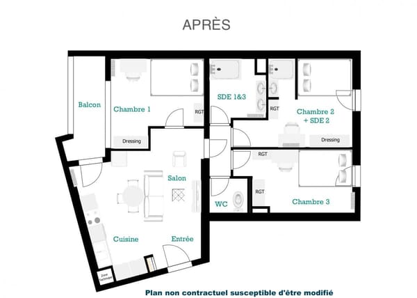 Plan logement colocation rue des muriers Bègles après