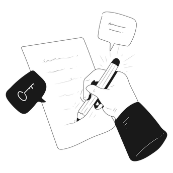 business start up keywording write hand gesture signature type