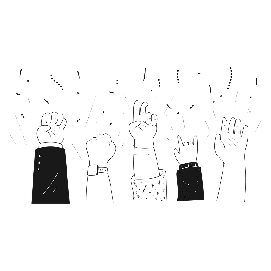 business start up celebrate celebration hand gesture teamwork team