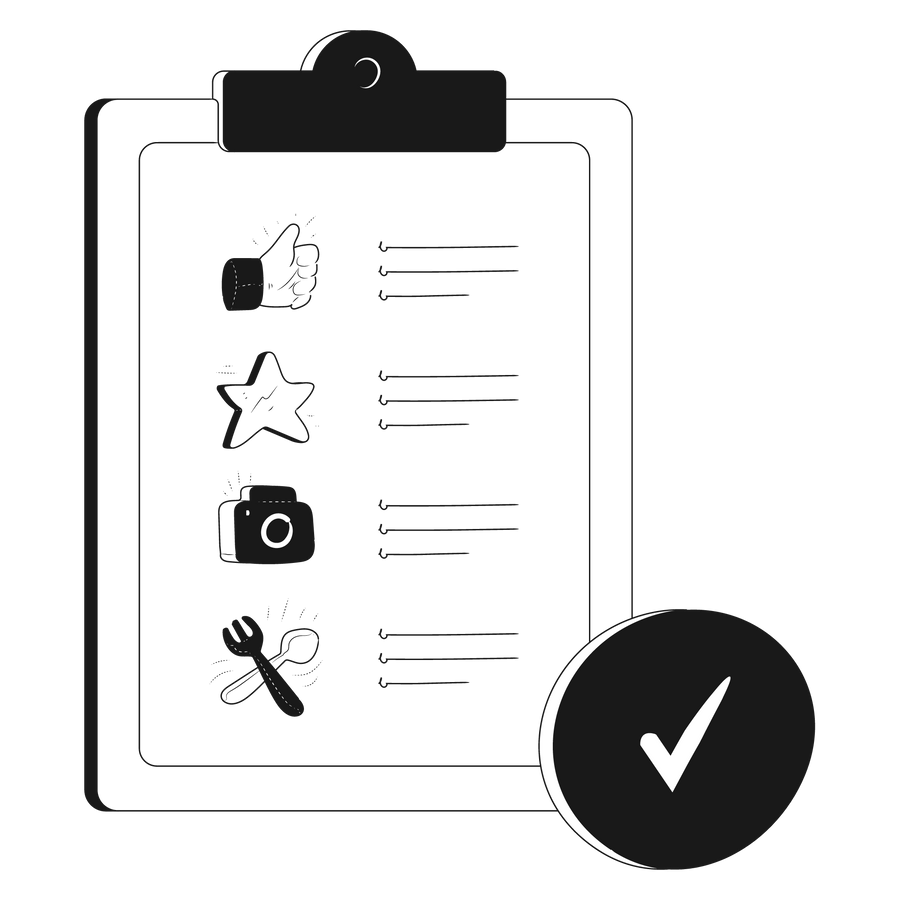 location review rating checklist list confirm destination direction