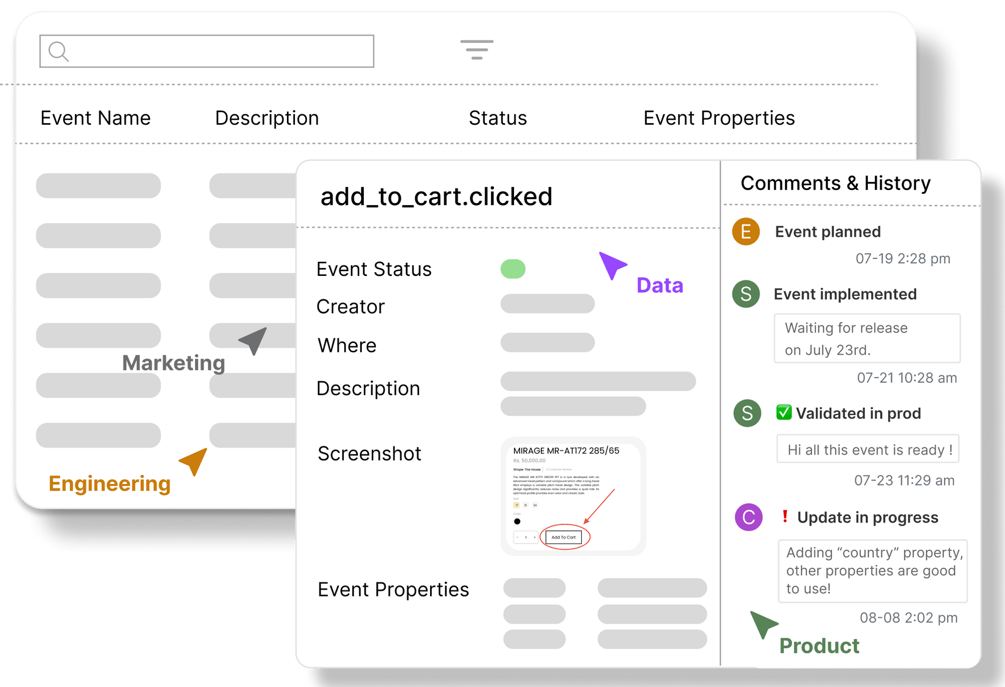 Centralized data tracking plan screenshot