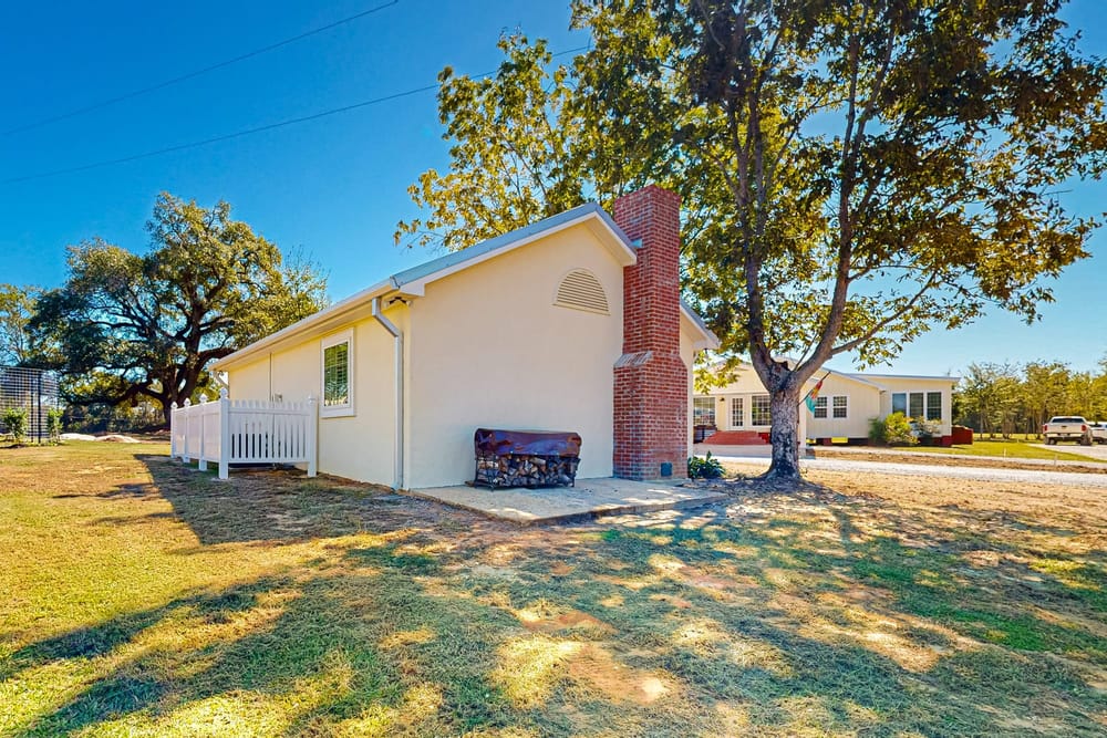Dairy cottage exterior fireplace