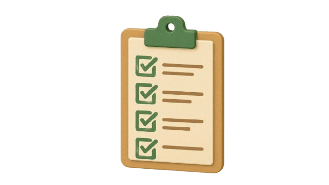 Clipboard with a list of checkmarks