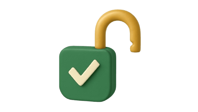 Unlocked padlock with a check mark