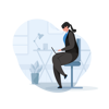 woman workspace laptop chair