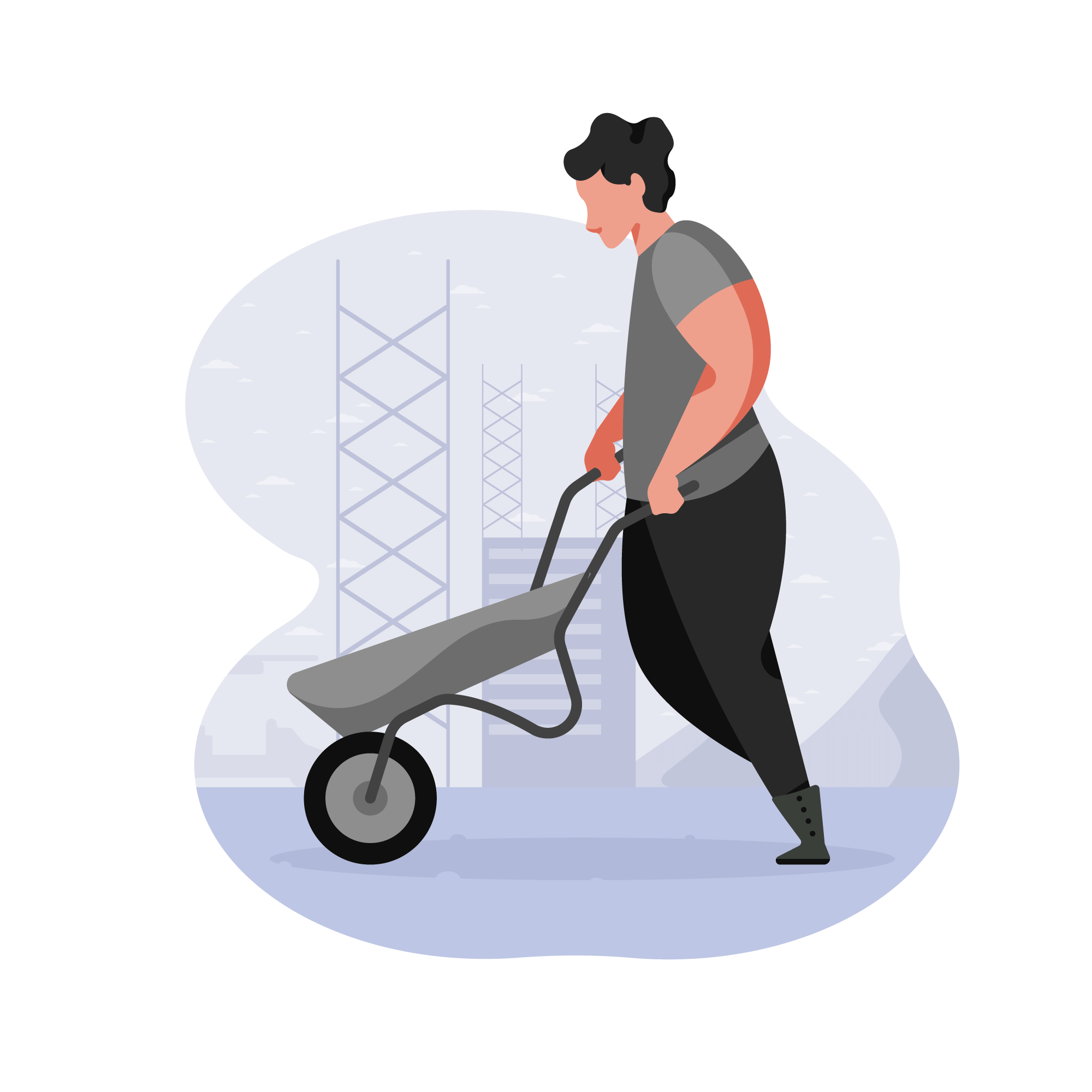 wheelbarrow construction worker