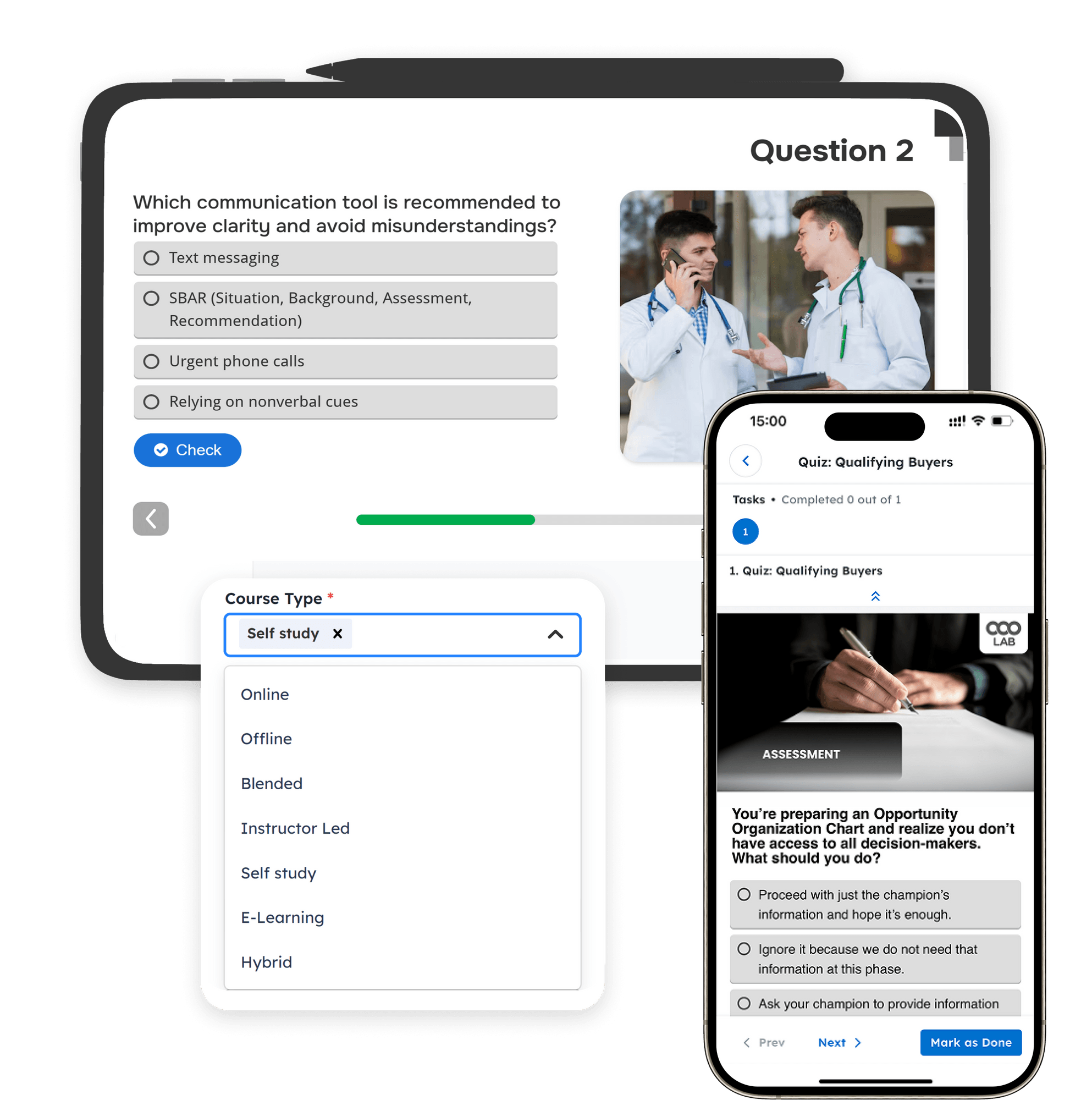 Different devices showing self-study modules