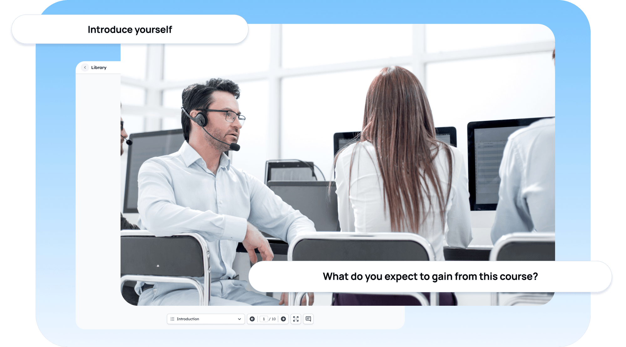 Mock-up of individual class management including class name, ID, instructor name, and virtual classroom link.