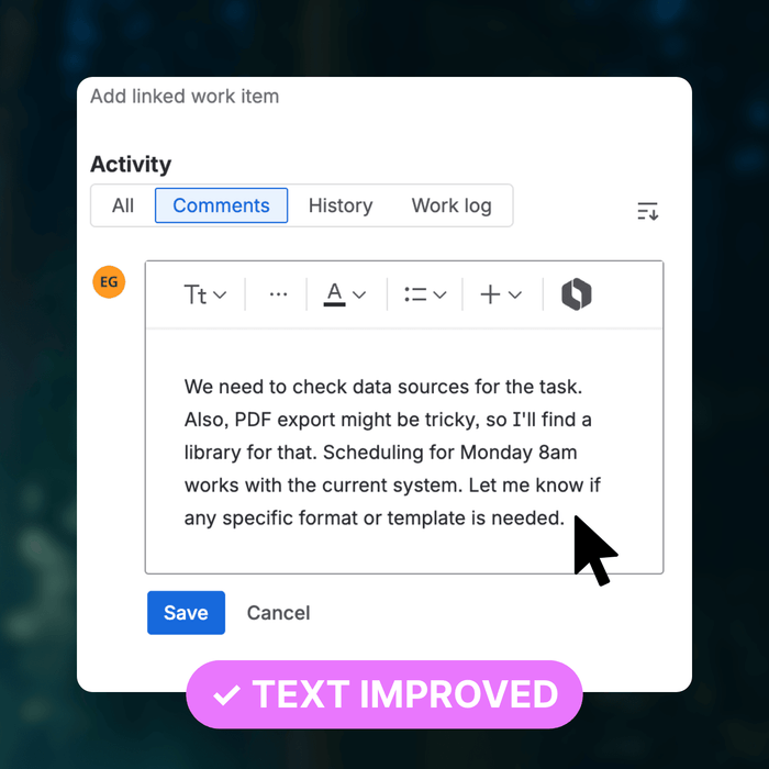 Improved Jira user story comment by TextWisely.png