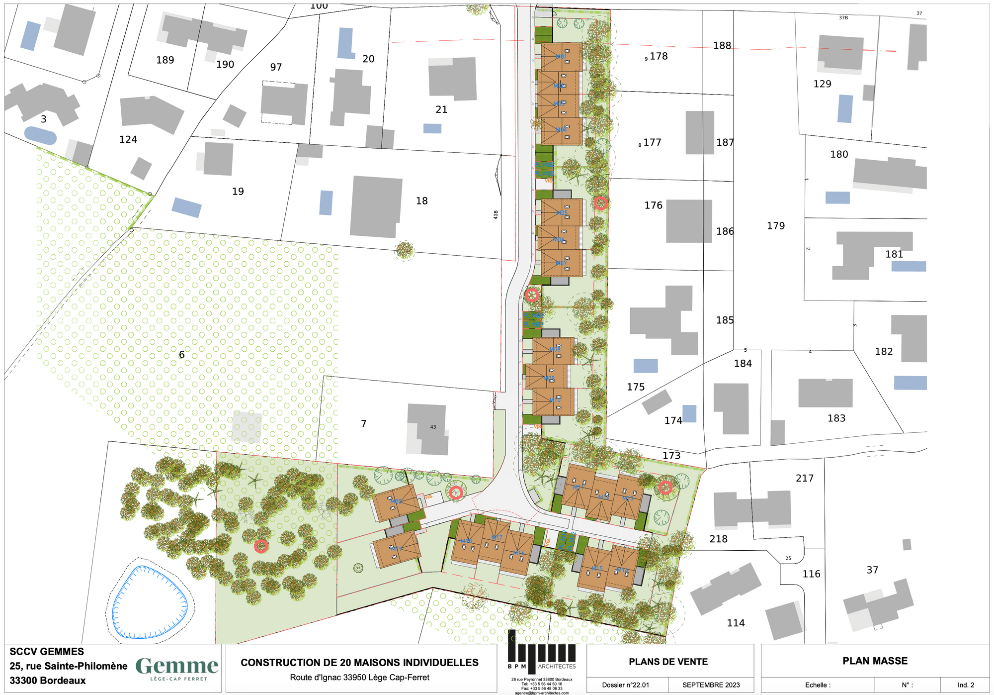 Plan de masse Gemme à Lège-Cap-Ferret