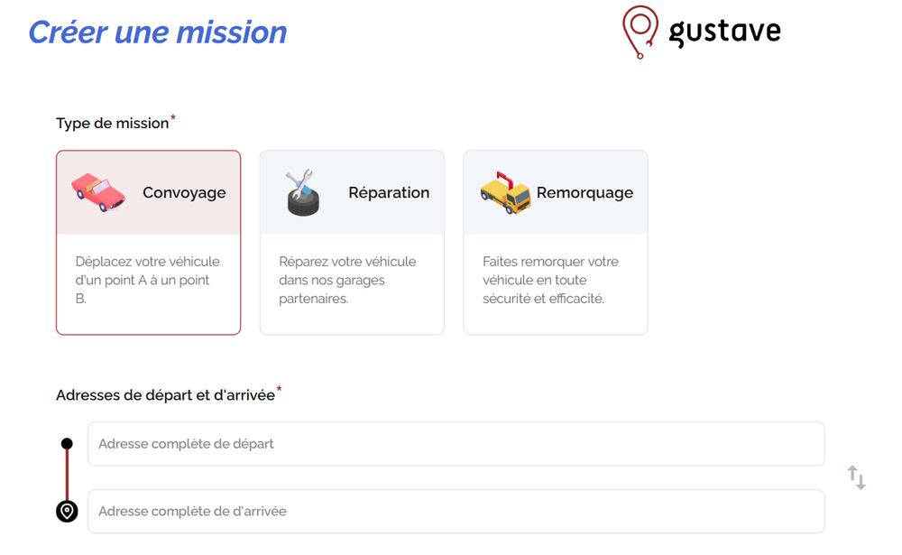 L’emplacement du point de départ et du point d’arrivée gustave