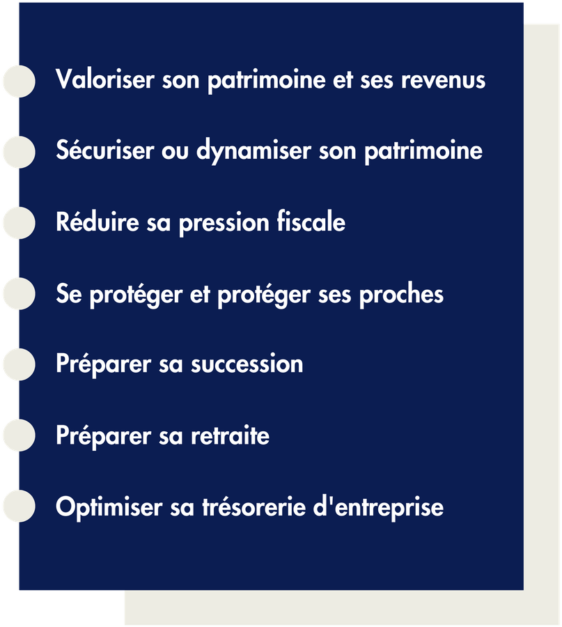 Liste des objectifs du bilan patrimonial