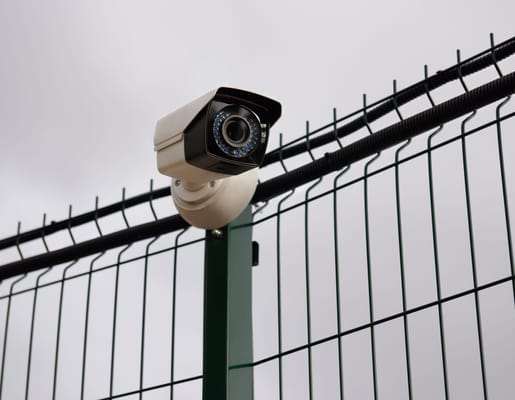 Kamera auf Zaun zur Sicherheitsüberwachung