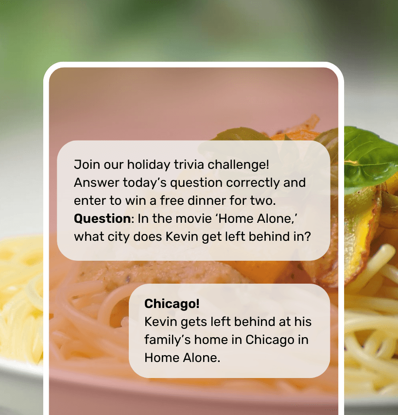 Holiday trivia challenge for free dinner, featuring "Home Alone" movie question.png