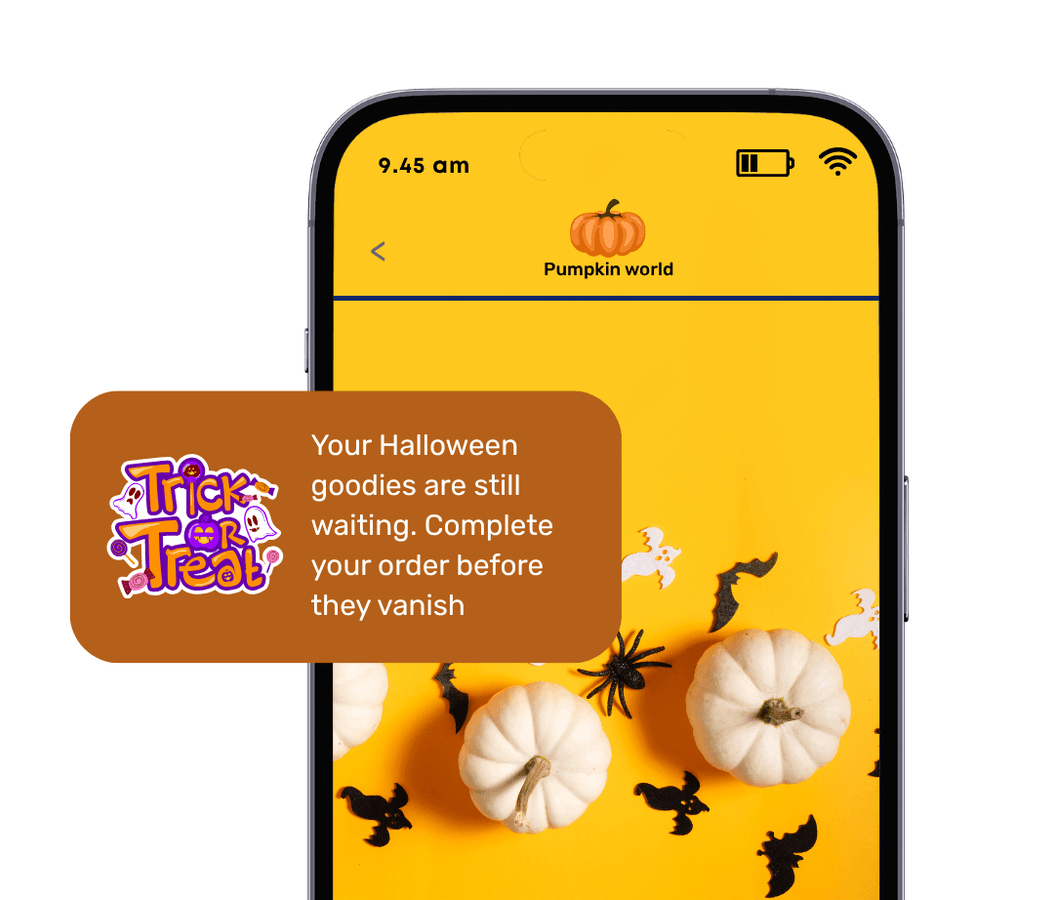 Halloween Send Abandoned Cart Reminders with a Twist text