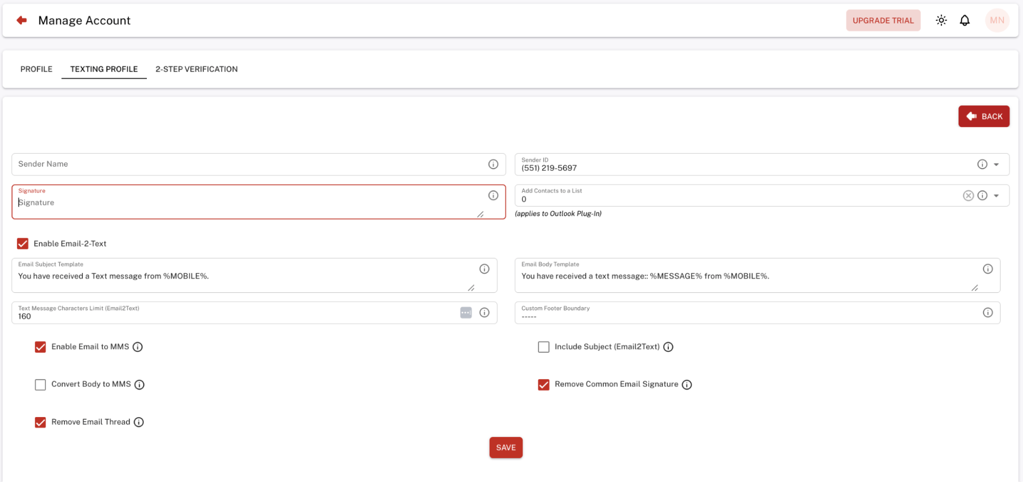 Text Message Signature