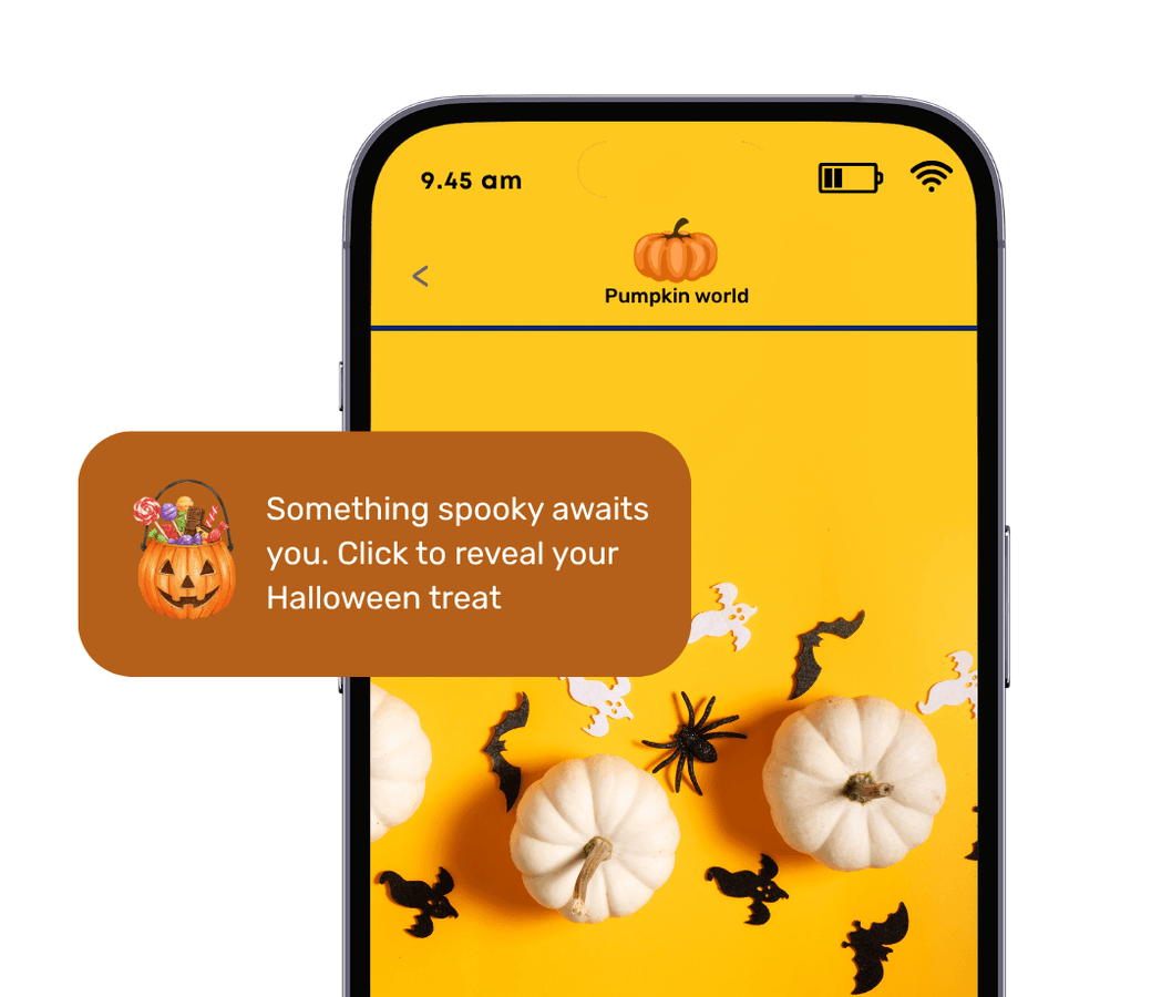 Halloween Launch a Mystery Treat Campaign text