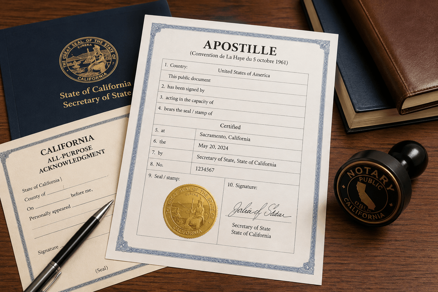 California apostille document and notary paperwork for Sacramento apostille services