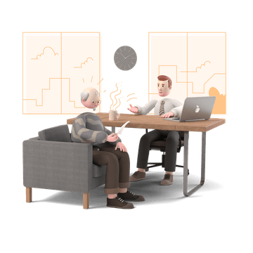 business office workspace desk consultation device client customer