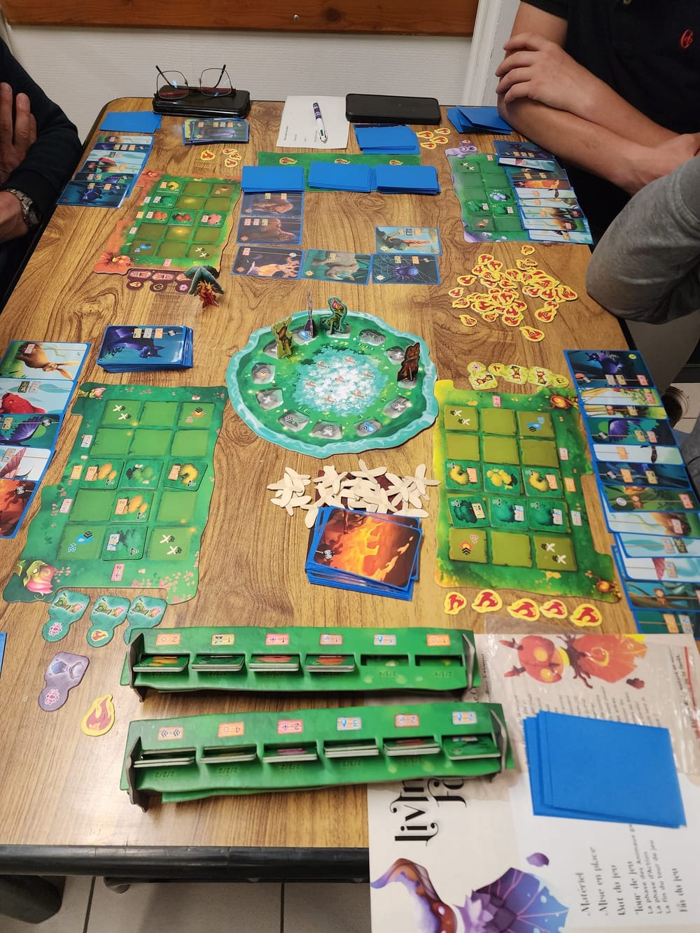 Vue du plateau de jeu d'Alexis repr&eacute;sentant la for&ecirc;t menac&eacute;e par les flammes dans Living Forest