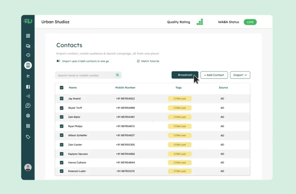 whatsapp-broadcast sent via WhatsApp api with AiSensy
