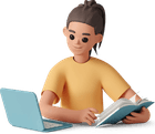 casual-life-3d-girl-studying-with-book-and-laptop.png