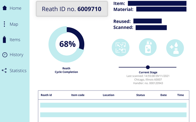 An illustration of Reath's traceability dashboard for reusable packaging