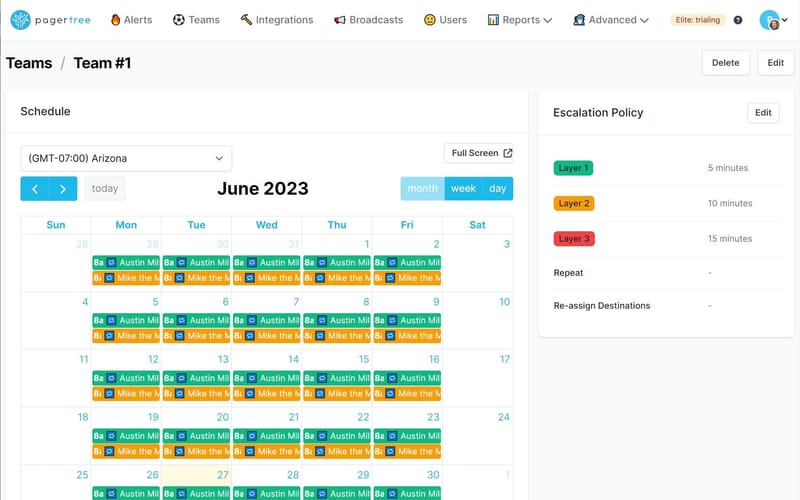 Pagertree oncall schedule